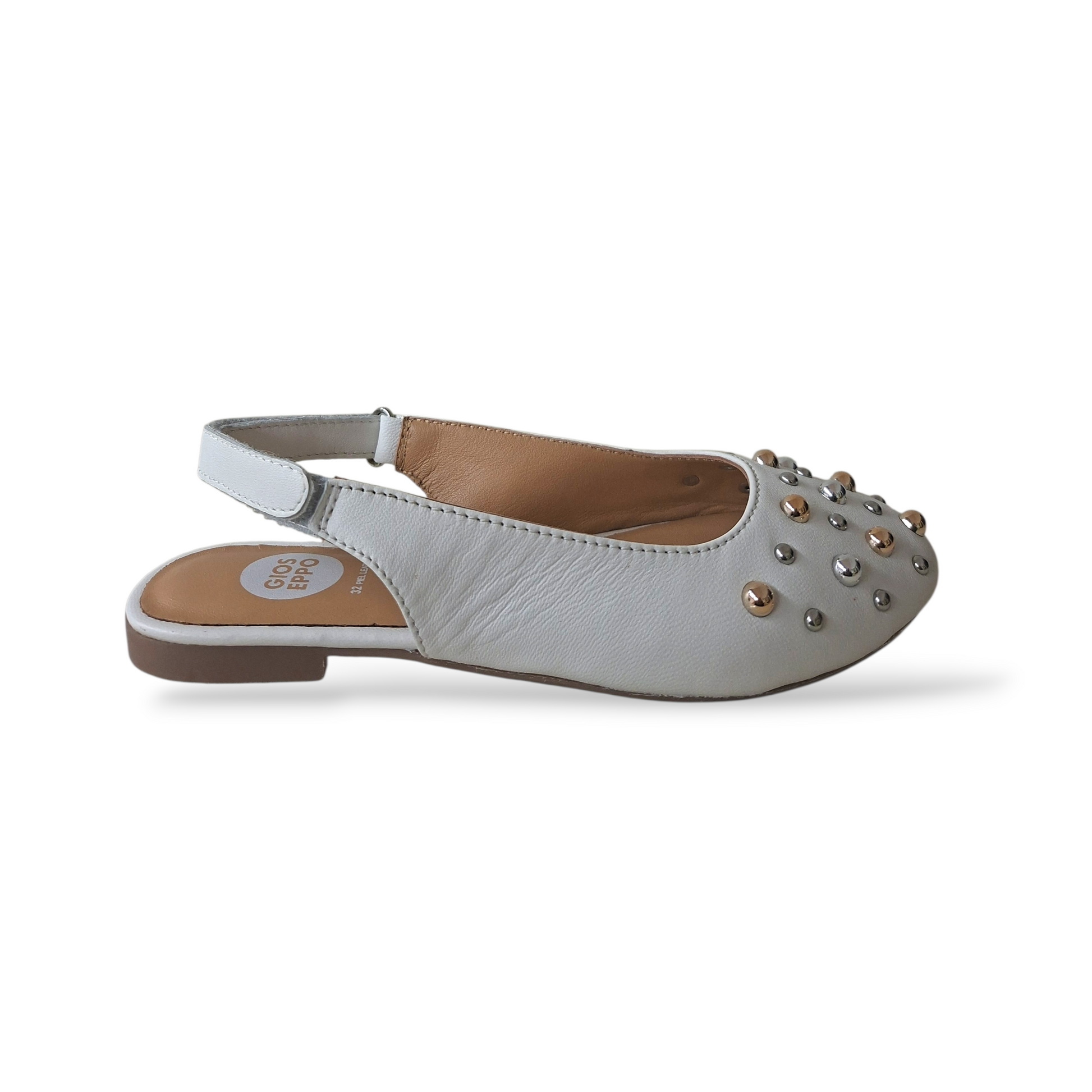 Ballerine-bambina-Gioseppo-Namanye-bianco-argento-platino-applicazioni-metalliche-Scarpetteria-Gica-Trani
