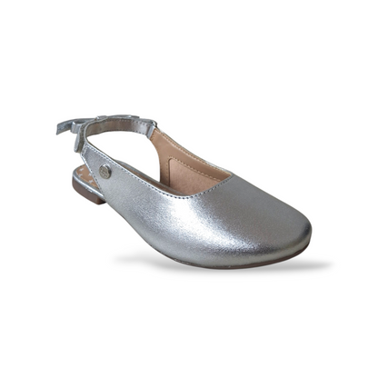 Ballerine Slingback Bambina Gioseppo Bagley | Pelle Argento Velcro Fiocco Eleganti