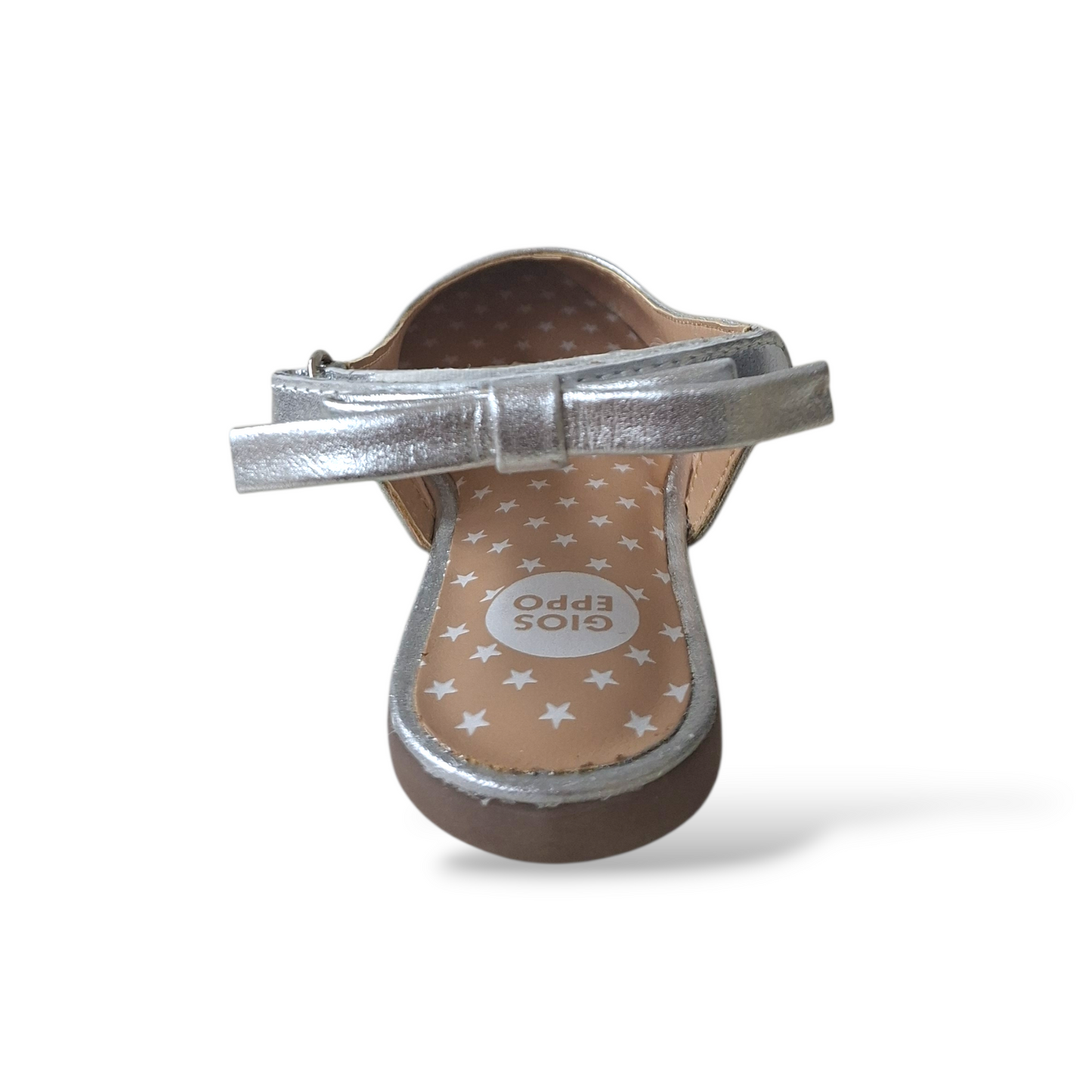 Ballerine Slingback Bambina Gioseppo Bagley | Pelle Argento Velcro Fiocco Eleganti