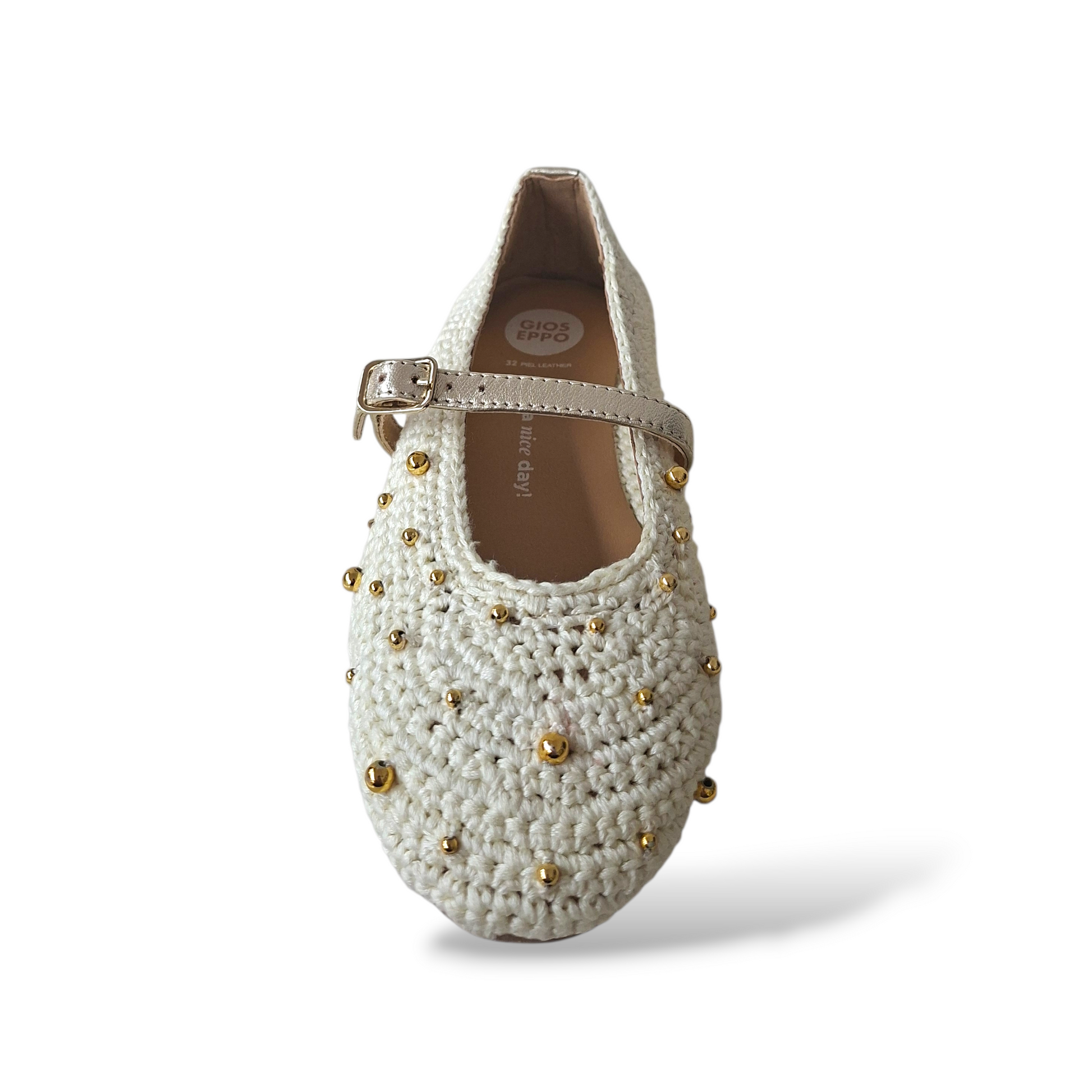 Scarpe-bambina-cotone-uncinetto-Gioseppo-Rubicon-beige-cerimonia-Scarpetteria-Gica-Trani

