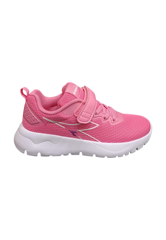 Scarpe sneakers Bambine e ragazze Diadora evo run  rosa bianco laccio elastico e velcro