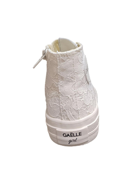 Scarpe sneakers Bambine e ragazze gaelle sissy  bianco laccio e zip laterale