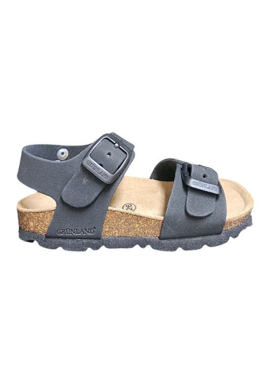 Sandalo bambino Grunland Junior 0635 nero bio fibbia comfort naturale