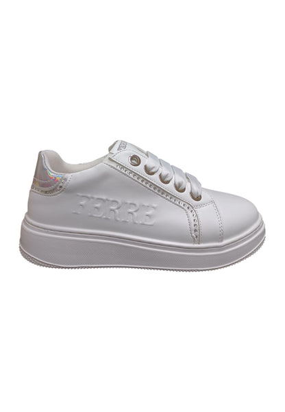 Scarpe sneakers Bambine e ragazze ferrè william  bianco laccio e zip laterale