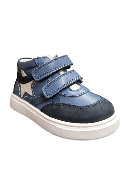Sneakers primi passi bambino Balducci Cita blu grigio pelle - Stile urbano con velcro