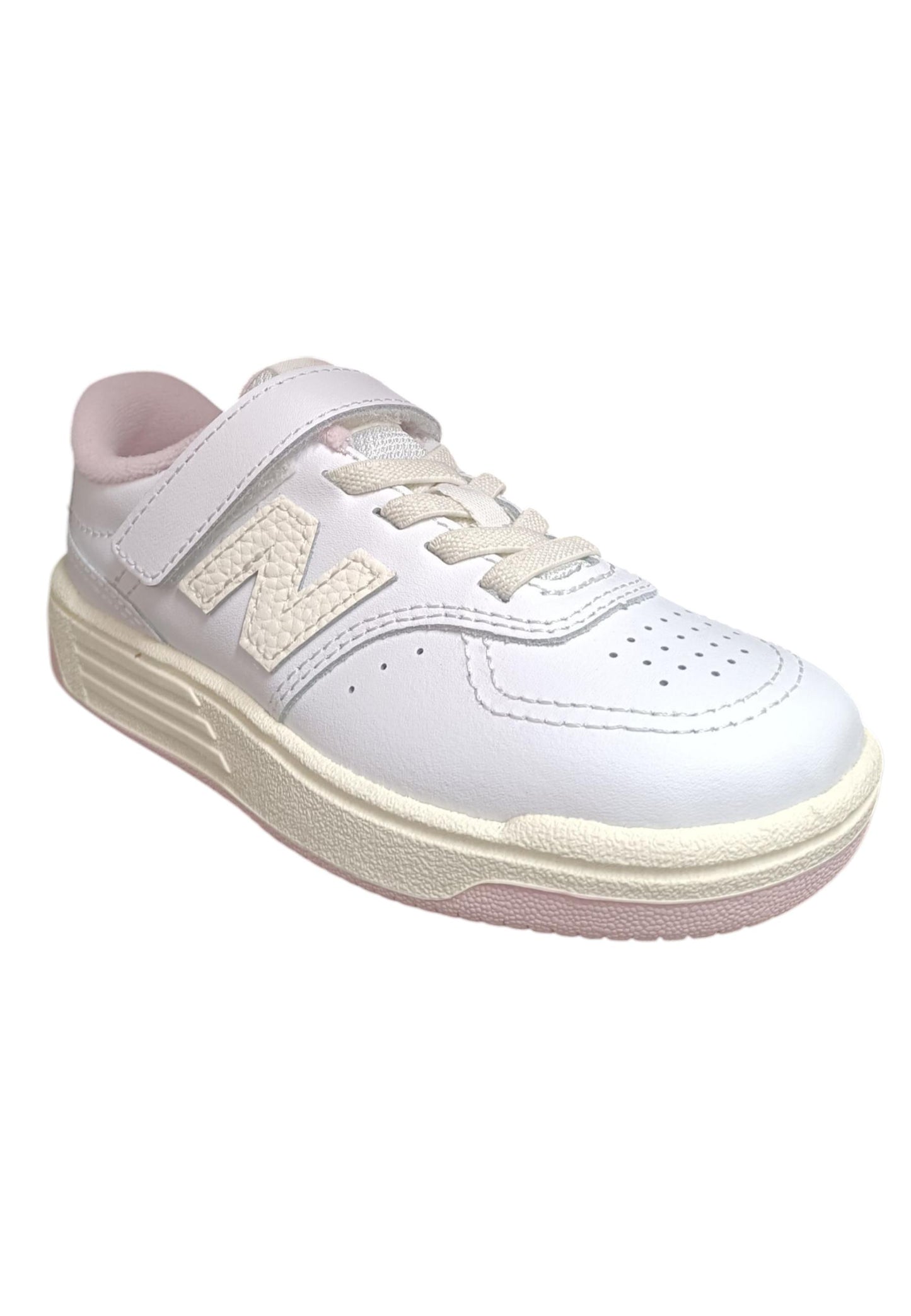 Scarpe sneakers Bambine e ragazze New Balance B80  bianco-rosa laccio elastico e velcro
