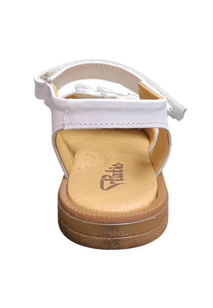 Sandalo bambina Platis Open Classic bianco pelle - Sandalo da passeggio con velcro