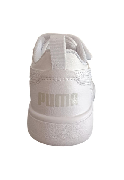 Scarpe sneakers Unisex bambini PUMA REBOUND  bianco-nero-blue laccio elastico e velcro