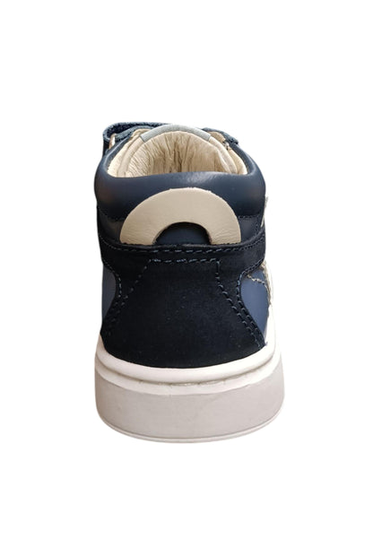 Sneakers primi passi bambino Balducci Cita blu grigio pelle - Stile urbano con velcro