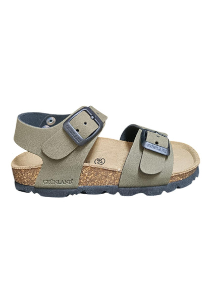Sandalo bambino Grunland Junior 0635 oliva bio fibbia comfort naturale