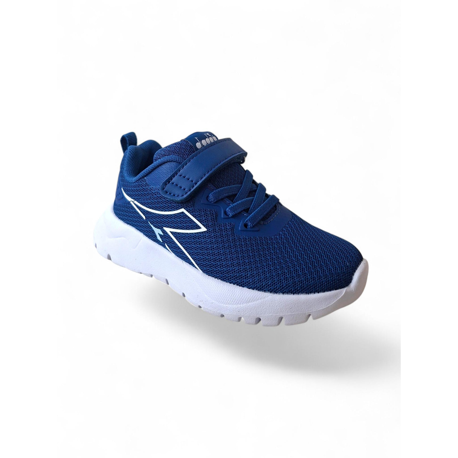 scarpe-bambino-Diadora-Evo-Run-blu-bianco-velcro-taglie-28-35-Scarpetteria-Gica-Trani
