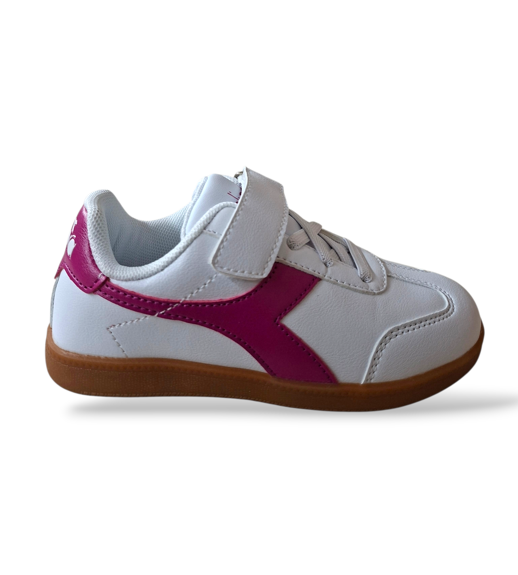 Diadora-Kyoto-sneakers-indoor-bambina-bianco-fucsia-pelle-sintetica-doppio-velcro-Scarpetteria-Gica-Trani
