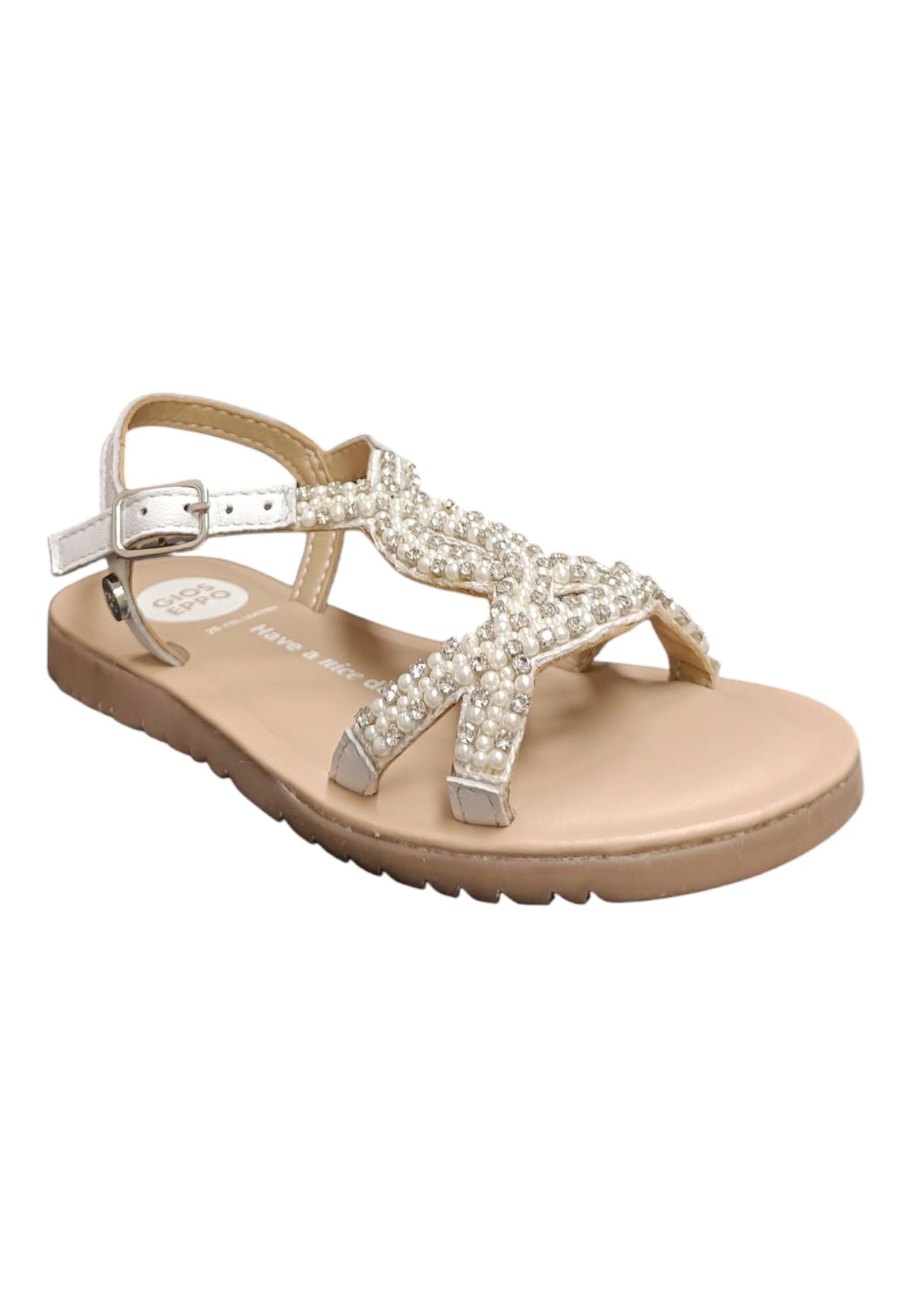 Sandalo bambina Gioseppo Komensky bianco pelle fibbia comfort elegance