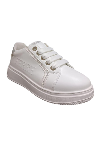 Scarpe sneakers Bambine e ragazze ferrè william  bianco laccio e zip laterale
