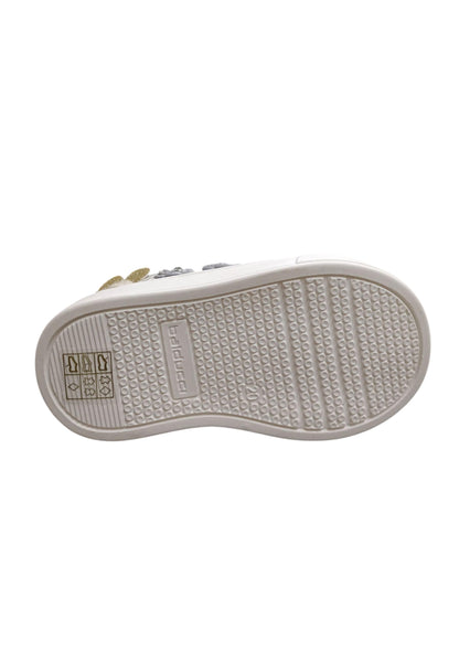Sneakers primi passi bambina Balducci Cita bianco oro pelle - Eleganza luminosa con velcro