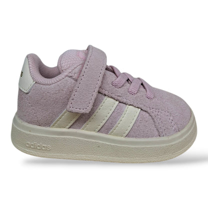 Scarpe sneakers Bambini e ragazzi adidas GRAND COURT JR0781-JH6181 rosa-bianco laccio elastico e velcro