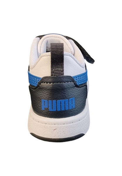 Scarpe sneakers Unisex bambini PUMA REBOUND  bianco-nero-blue laccio elastico e velcro