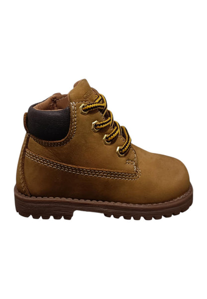 Scarpe boascaiolo Unisex bambini Grunland Junior POUF  ocra laccio e zip laterale
