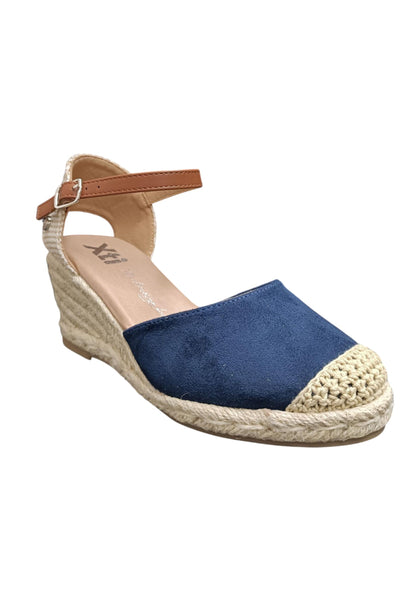Espadrillas donna XTI Zapato Cuna blue cuoio zeppa laccio summer style
