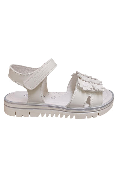 Sandalo bambina Balducci Grig bianco pelle - Sandalo da passeggio con velcro