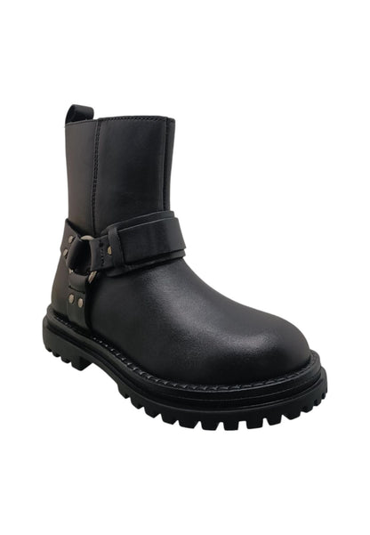 Stivaletti bambina Ciao Rock nero pelle - Stile italiano con lacci e zip laterale