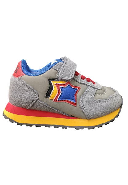Scarpe sneakers Unisex bambini Atlantic Stars BEN  grigio-giallo-rosso-azzurro-nero laccio elastico e velcro