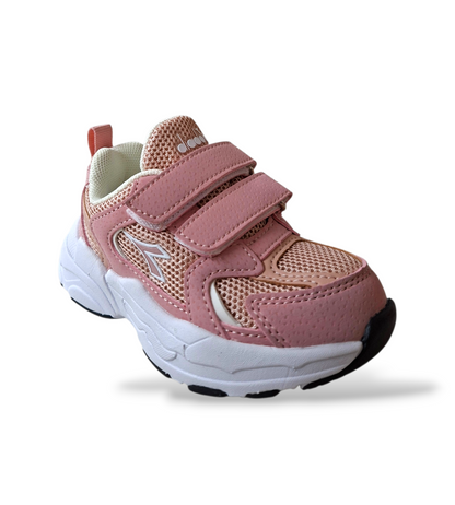 Diadora Alley – Scarpe Bambina Bianco Rosa | Scamosciato e Doppio Velcro | Taglie 22-27