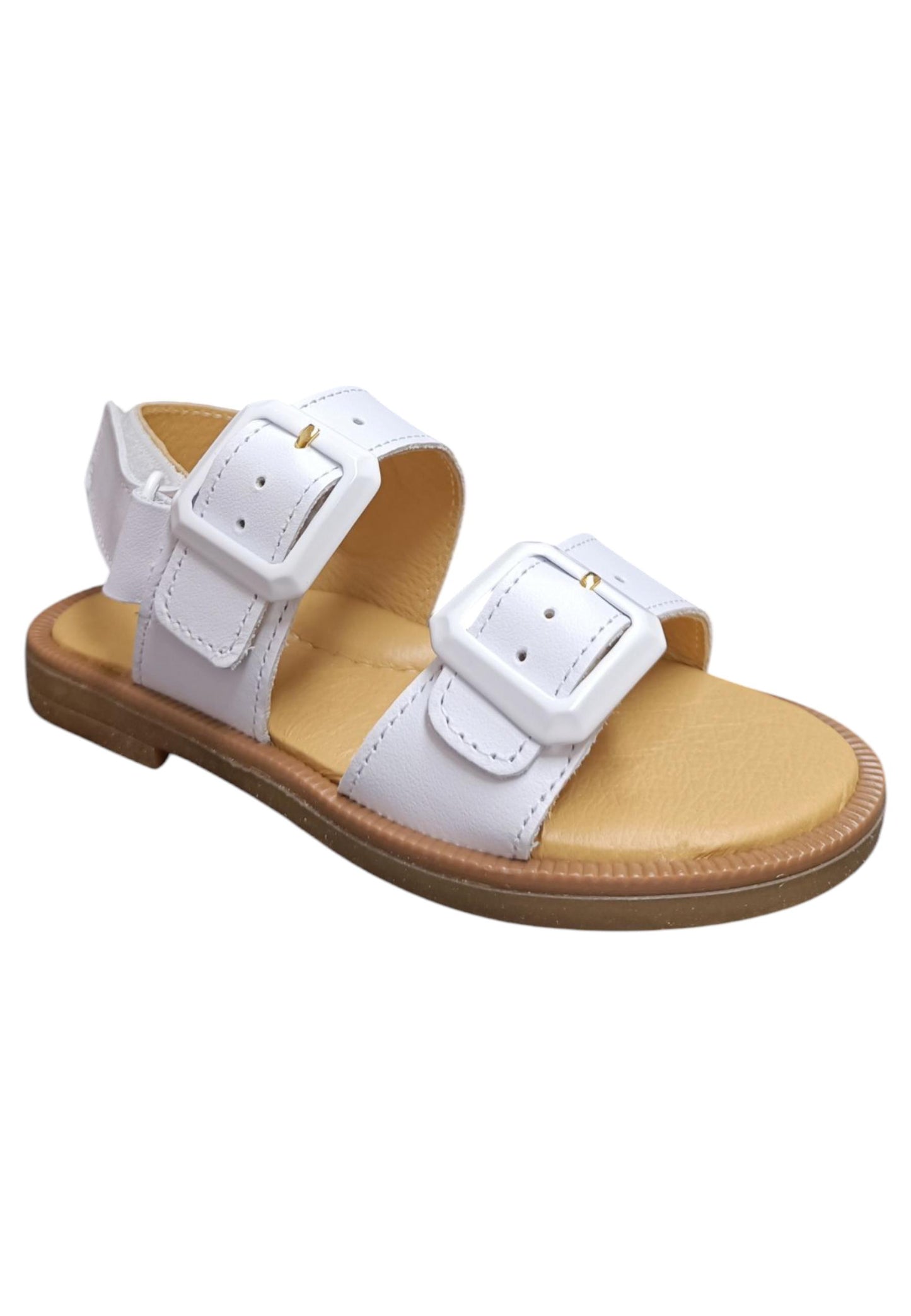 Sandalo bambina Platis Open Classic bianco pelle - Sandalo da passeggio con velcro
