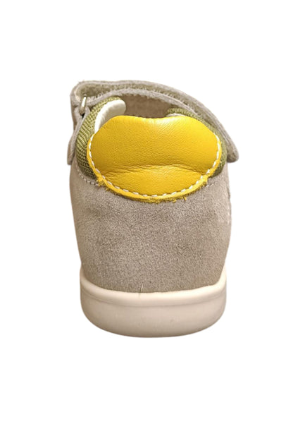 Sandalo bambino Balocchi Over tortora verde-giallo suede-tessuto - Primi passi tallonato con velcro