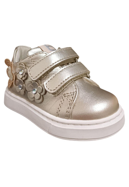 Sneakers primi passi bambina Balducci Cita oro pelle - Eleganza preziosa con velcro