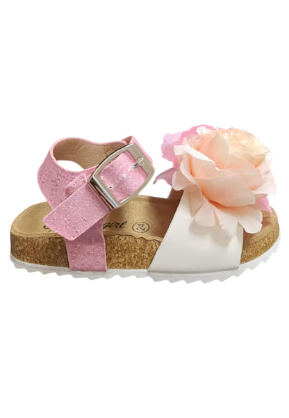 Sandali bambina Gaelle Birk rosa bianco pelle glitter