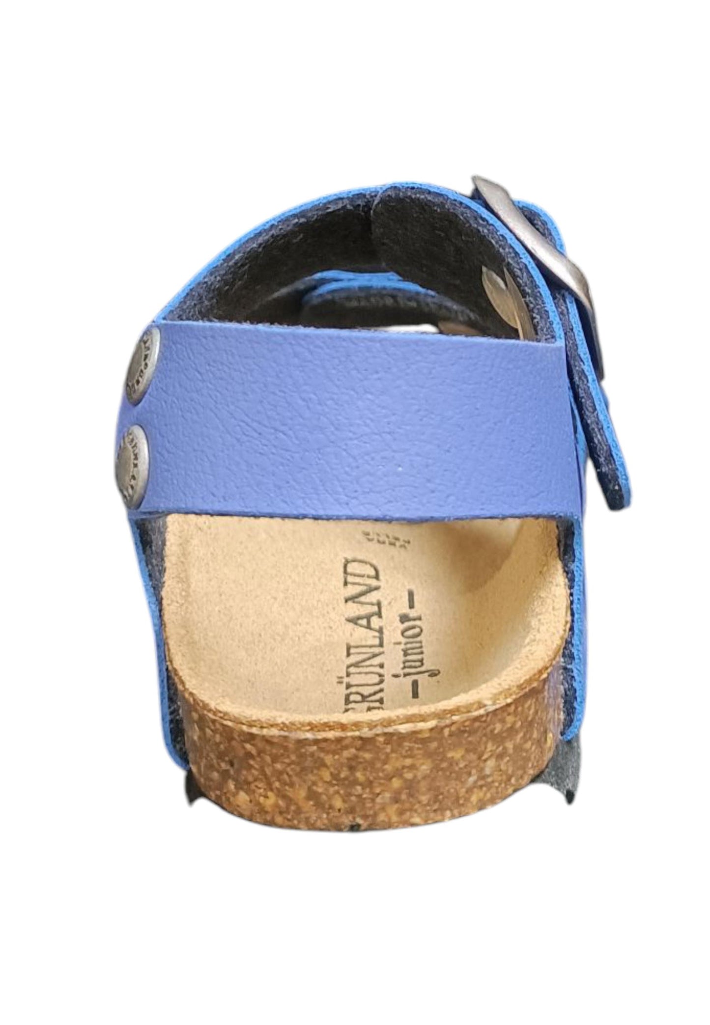Sandalo bio bambino Grunland Junior 0901 jeans pelle sughero fibbia comfort