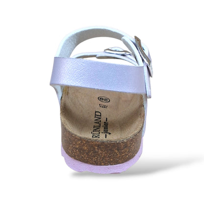 Sandalo Bio Sughero Bambine e Ragazze Grunland Junior Luce Glicine – Fibia Sottopiede Sughero EVA