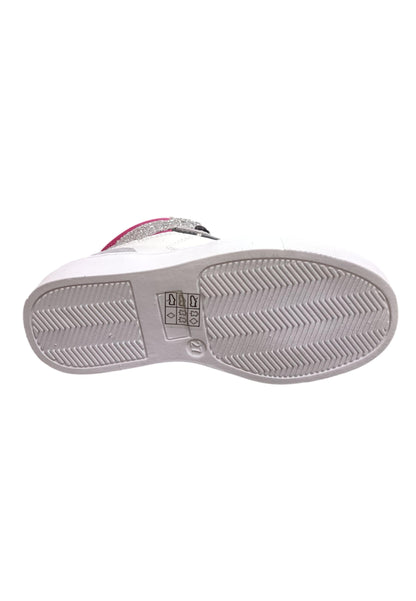 Sneakers bambina Balducci Butter bianco argento fucsia pelle - Glamour trendy con zip laterale
