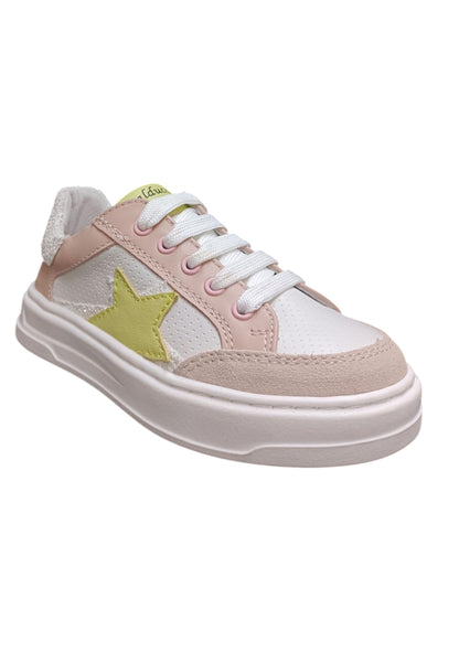 Scarpe sneakers Bambine e ragazze balducci TRACK  bianco-rosa-giallo laccio e zip laterale