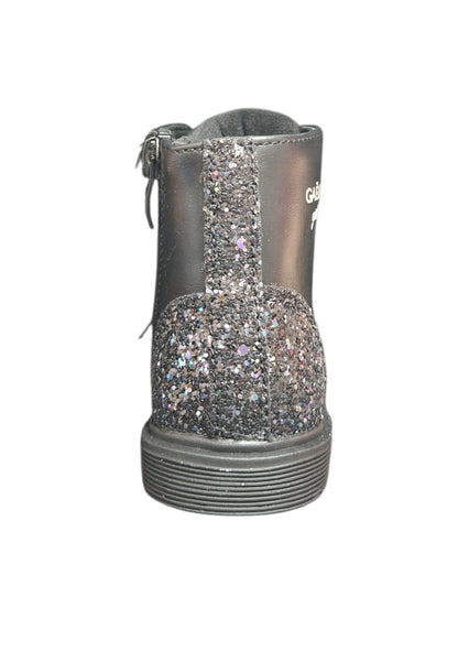 Anfibio bambina Gaelle nero glitter pelle zip laterale urban style