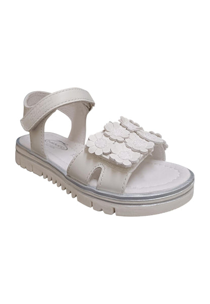 Sandalo bambina Balducci Grig bianco pelle - Sandalo da passeggio con velcro