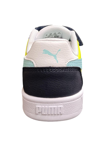 Scarpe sneakers Bambini e ragazzi PUMA CAVEN  bianco-azzurro-nero-giallo laccio elastico e velcro