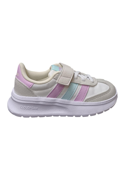 Scarpe sneakers Bambine e ragazze adidas RUN70s  bianco-grigio-fuxja-verde acqua laccio elastico e velcro