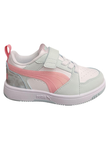 Sneakers Bambini Puma Rebound Grigio Rosa - Scarpe Alte Ginnastica Velcro