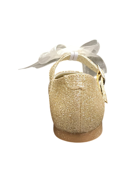 Ballerina bambina Panyno B3024 dorato pelle fibbia fiocco estraibile elegance