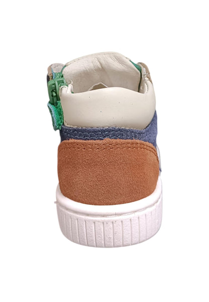 Sneakers primi passi bambino Balducci Cita blu verde bordeaux pelle - Stile tricolore con lacci