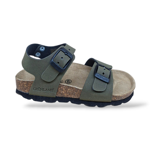Sandalo Bio Sughero Bambini e Ragazzi Grunland Junior Luce Oliva – Fibia Sottopiede Sughero EVA