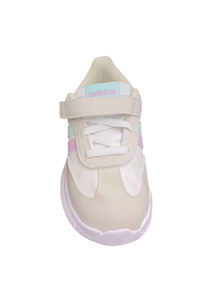 Scarpe sneakers Bambine e ragazze adidas RUN70s  bianco-grigio-fuxja-verde acqua laccio elastico e velcro