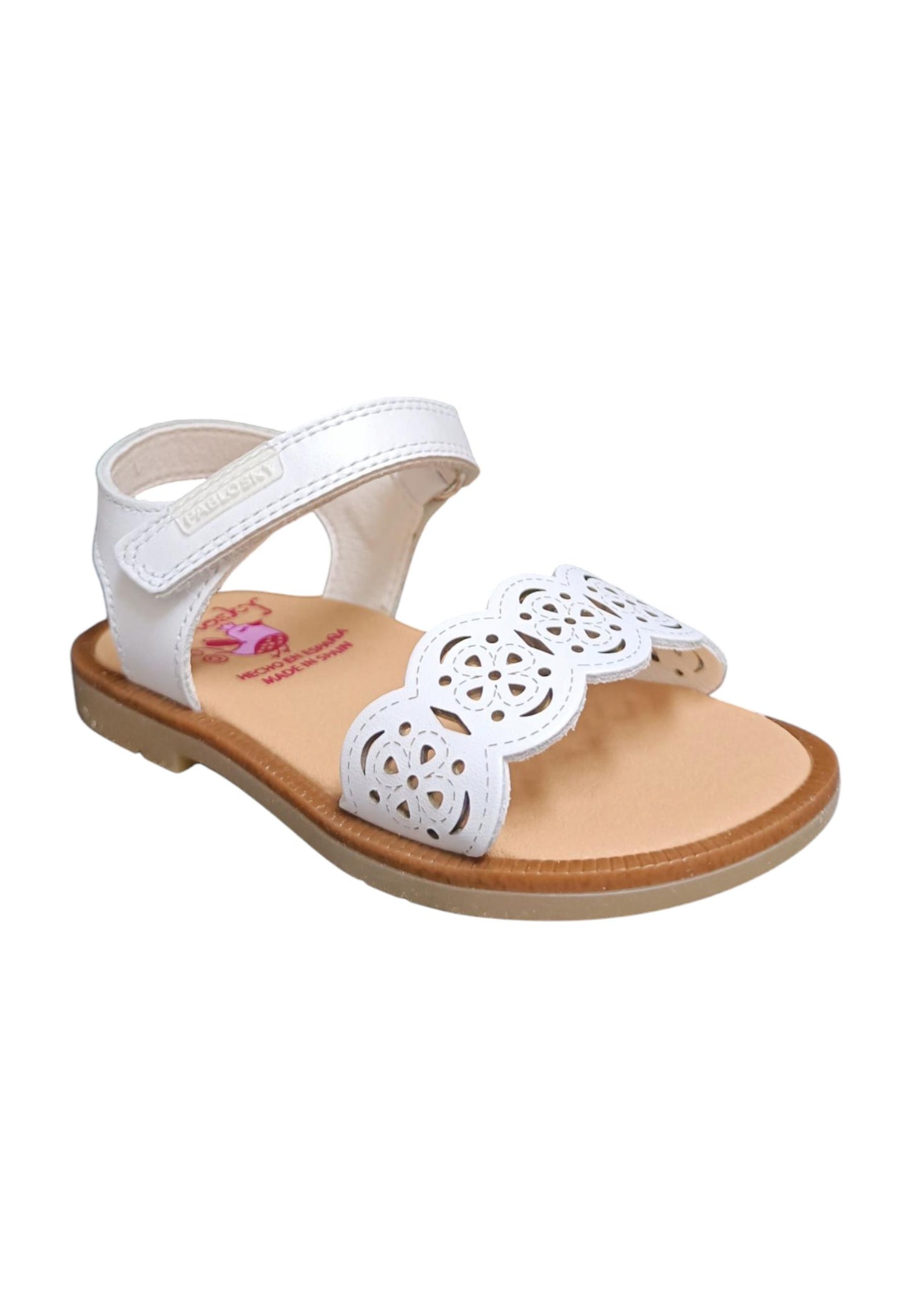Sandalo bambina Pablosky Olimpo bianco pelle velcro comfort anatomico