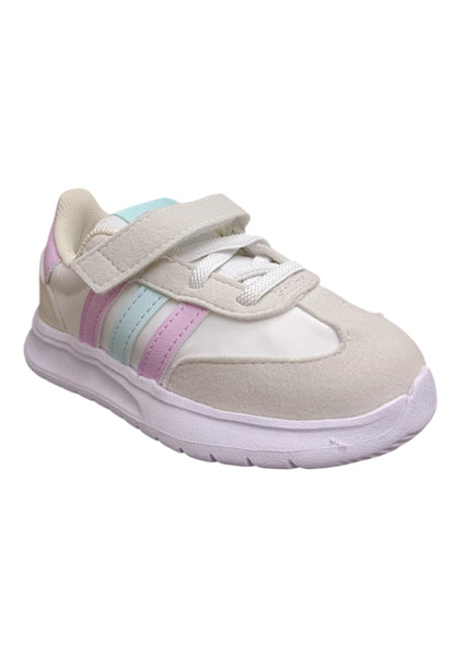 Scarpe sneakers Bambine e ragazze adidas RUN70s  bianco-grigio-fuxja-verde acqua laccio elastico e velcro