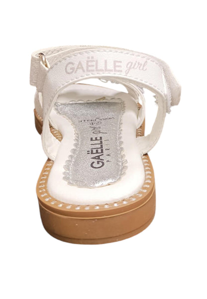 Sandali bambina Gaelle Queen bianco pelle glitter