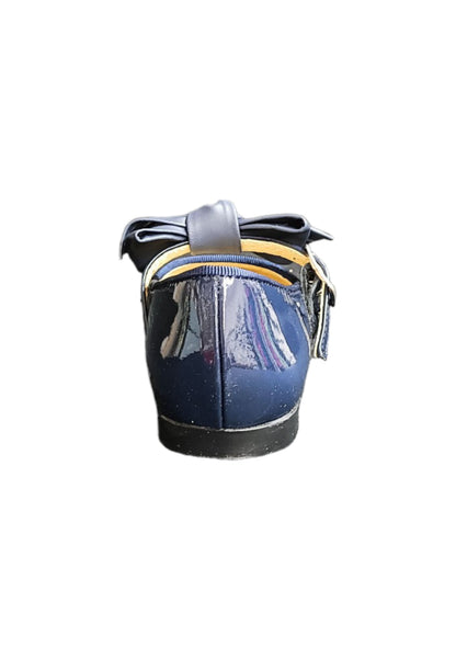 Ballerina bambino Panyno B2601 blu vernice fibbia fiocco estraibile elegance