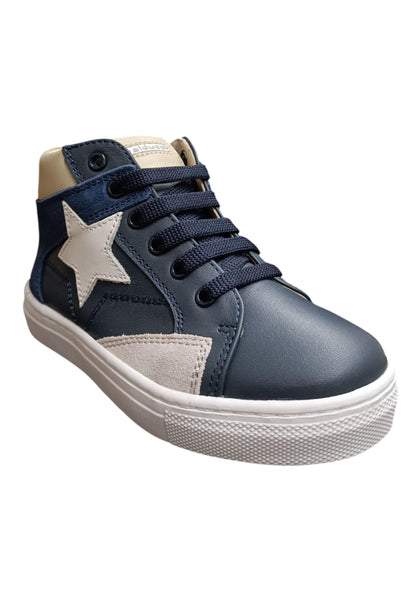 Sneakers bambino Balducci Butter blu bianco beige pelle - Stile dinamico con zip laterale