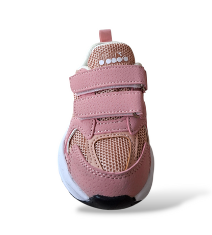 Diadora Alley – Scarpe Bambina Bianco Rosa | Scamosciato e Doppio Velcro | Taglie 22-27